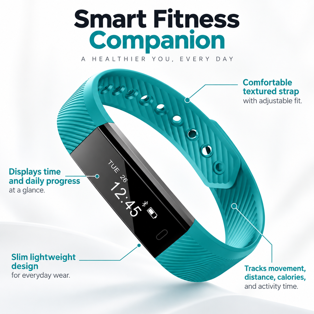 Mini Smart Watch Fitness Tracker with Heart Rate and Activity Monitor