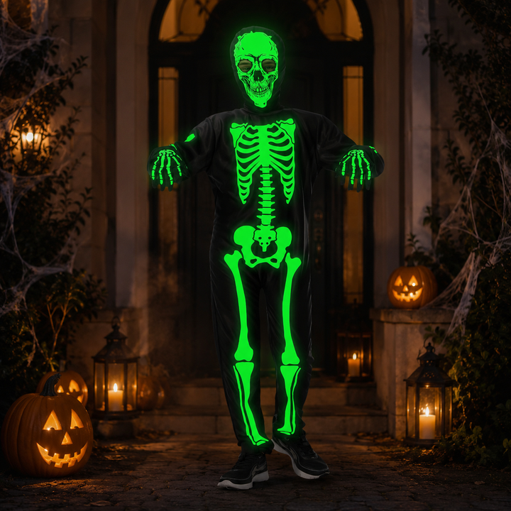 Glow in the Dark Skeleton Costume Halloween Adults Kids