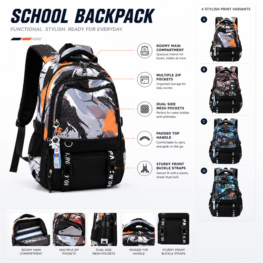Boys Large Capacity Middle School Laptop Backpack