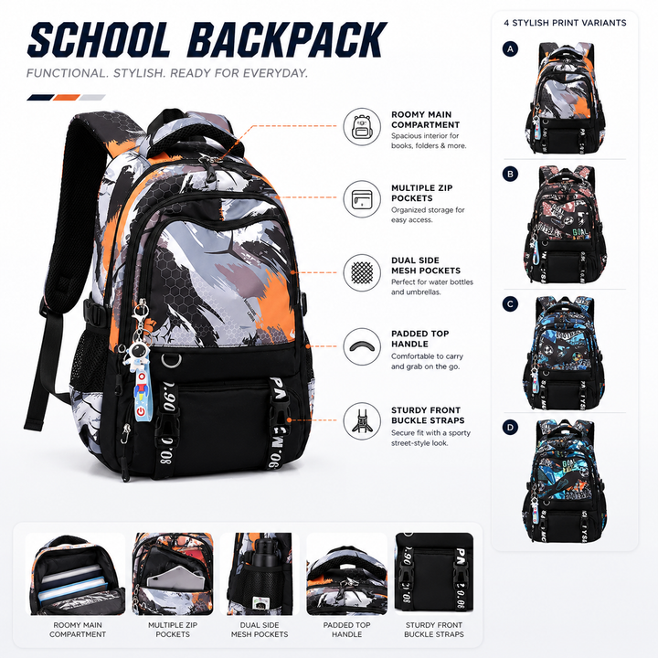 Boys Large Capacity Middle School Laptop Backpack