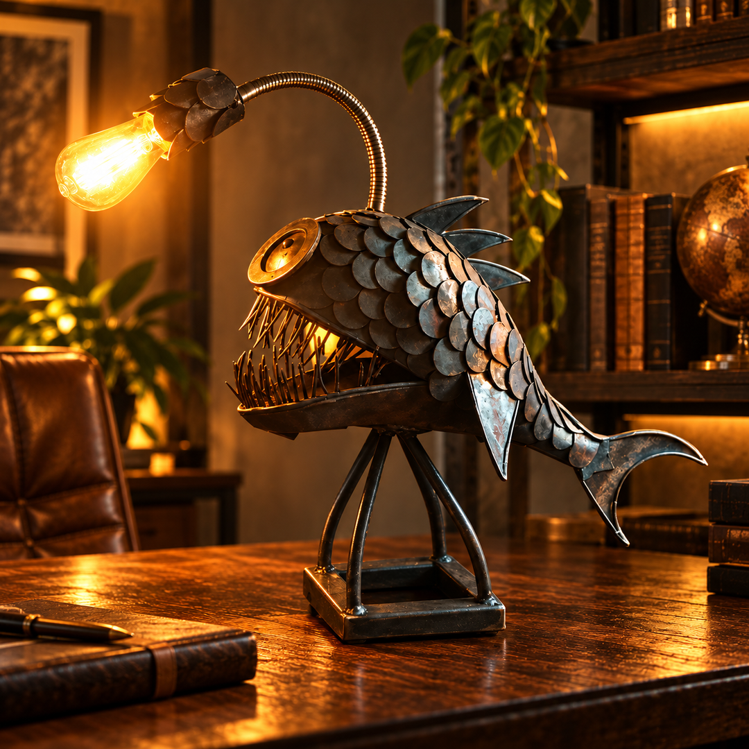 Steampunk Angler Fish Lamp Unique Resin Floor Table Light