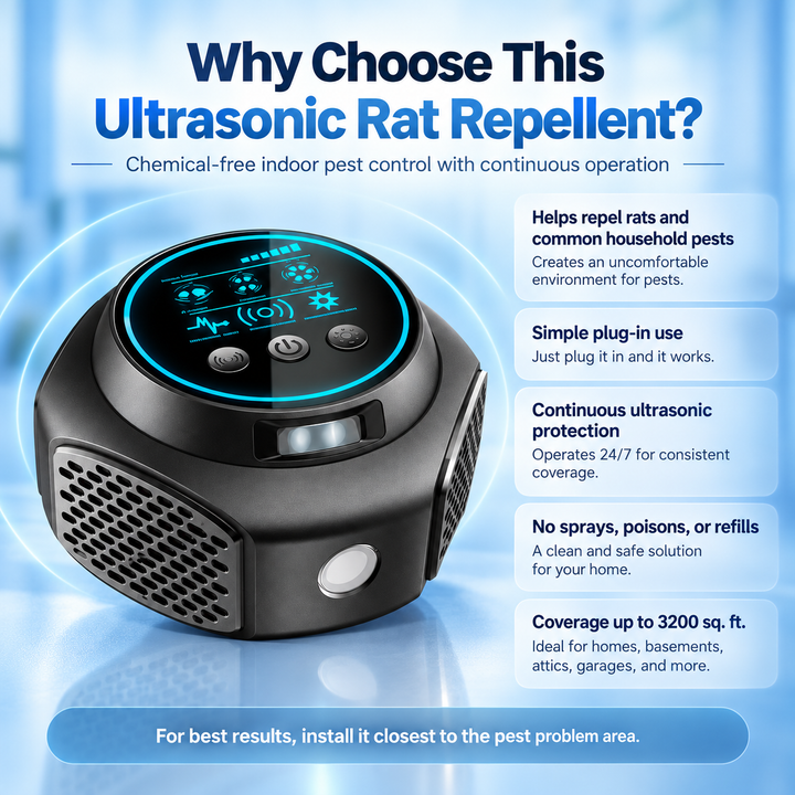 Plug In Ultrasonic Rat Repellent Chemical Free Pest Control