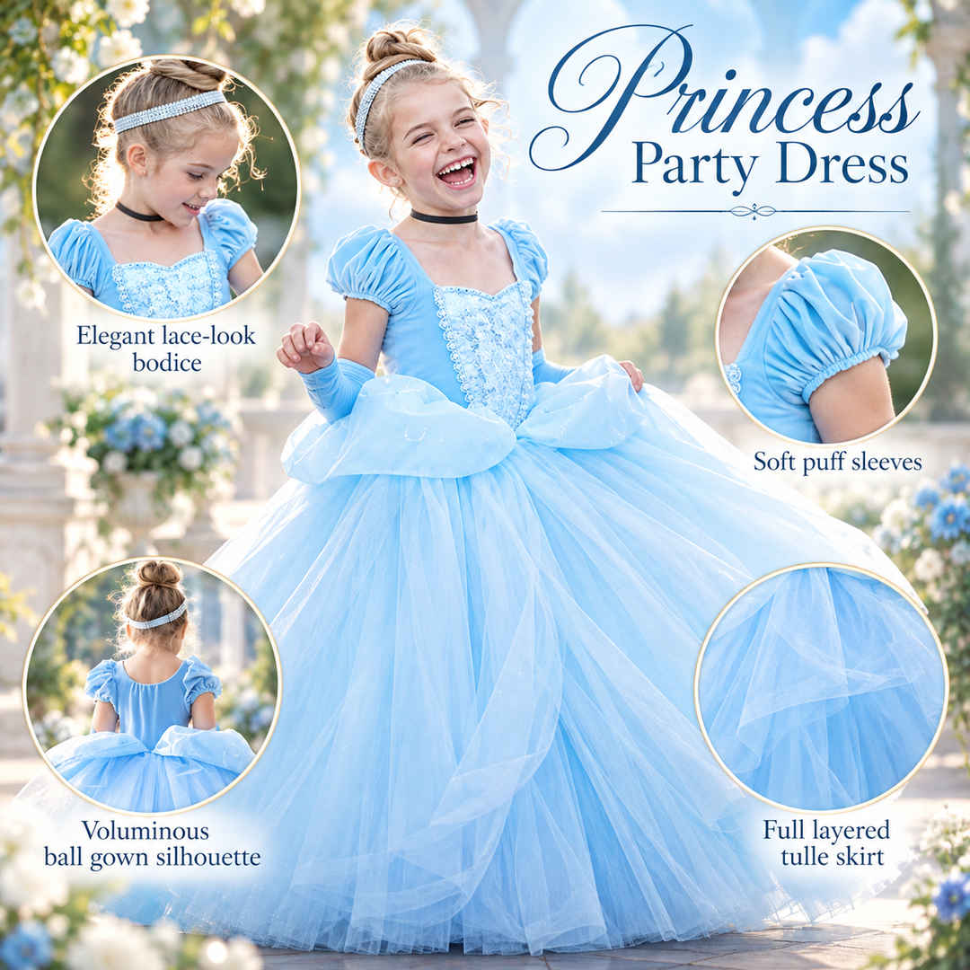 Girls Cinderella Princess Dress Costume Fancy Dress Party Ball Gown