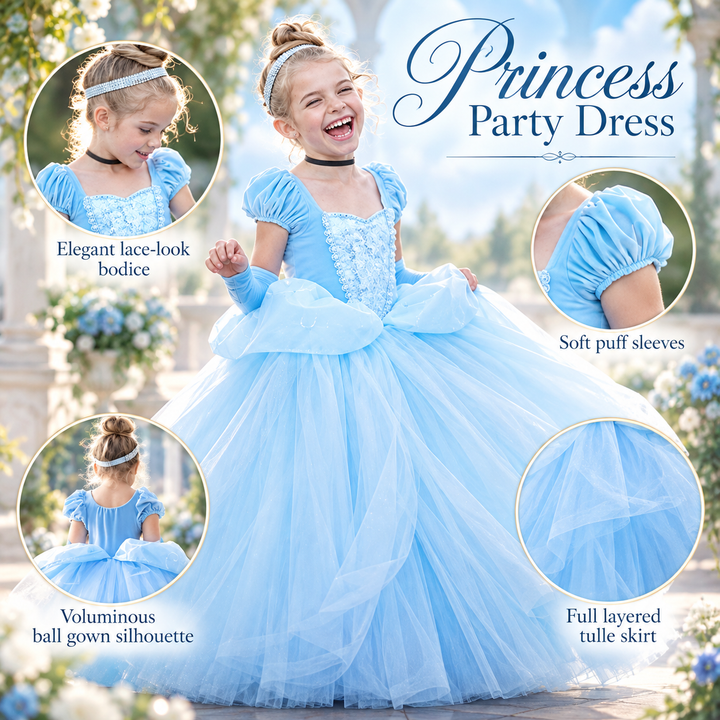 Girls Cinderella Princess Dress Costume Fancy Dress Party Ball Gown