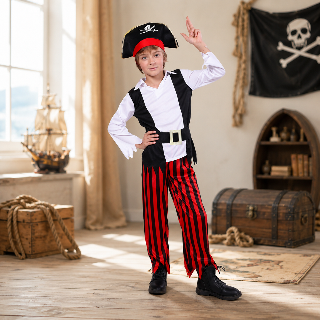 Kids Pirate Captain Costume with Hat Halloween Boys Girls