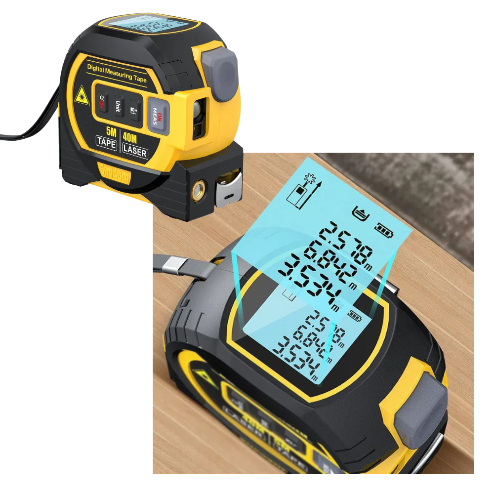Laser Distance Tape Measure 3-in-1 Volume Area Measurement 40 Meter