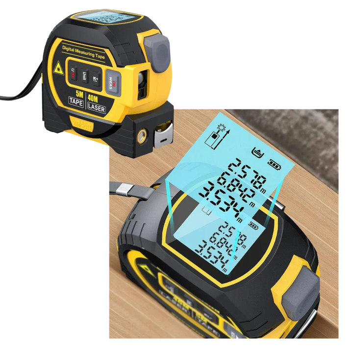 Laser Distance Tape Measure 3-in-1 Volume Area Measurement 40 Meter