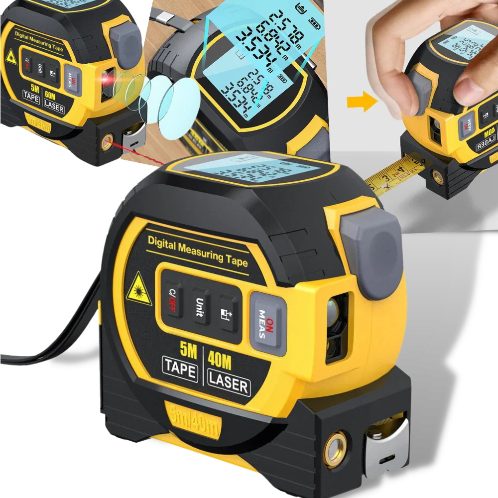 Laser Distance Tape Measure 3-in-1 Volume Area Measurement 40 Meter