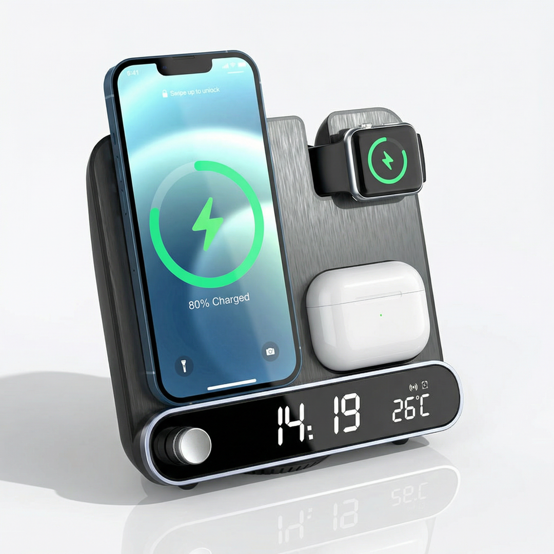 3 in 1 Wireless Charging Stand with Alarm Clock for iPhone
