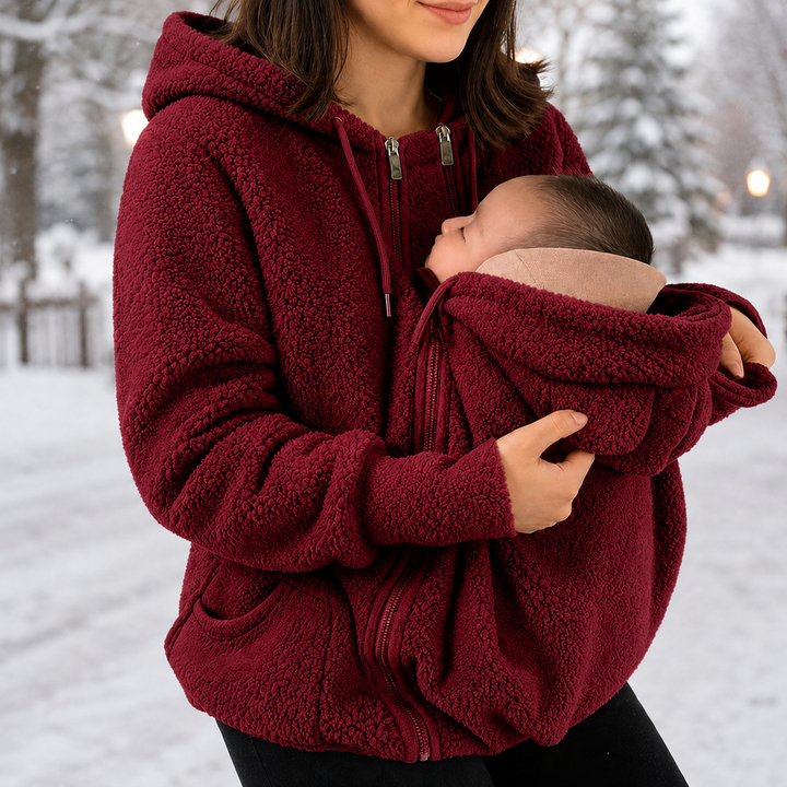 Womens Sherpa Fleece Babywearing Zip Hoodie Maternity Jacket