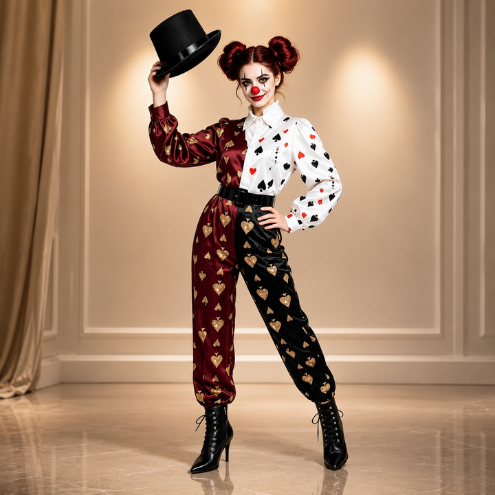 Playing Card Circus Costume Jumpsuit Adults Halloween Cosplay