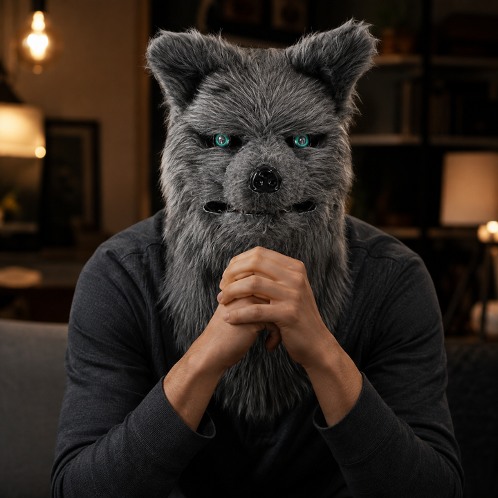 Plush Fox Moving Mouth Animal Head Mask Halloween
