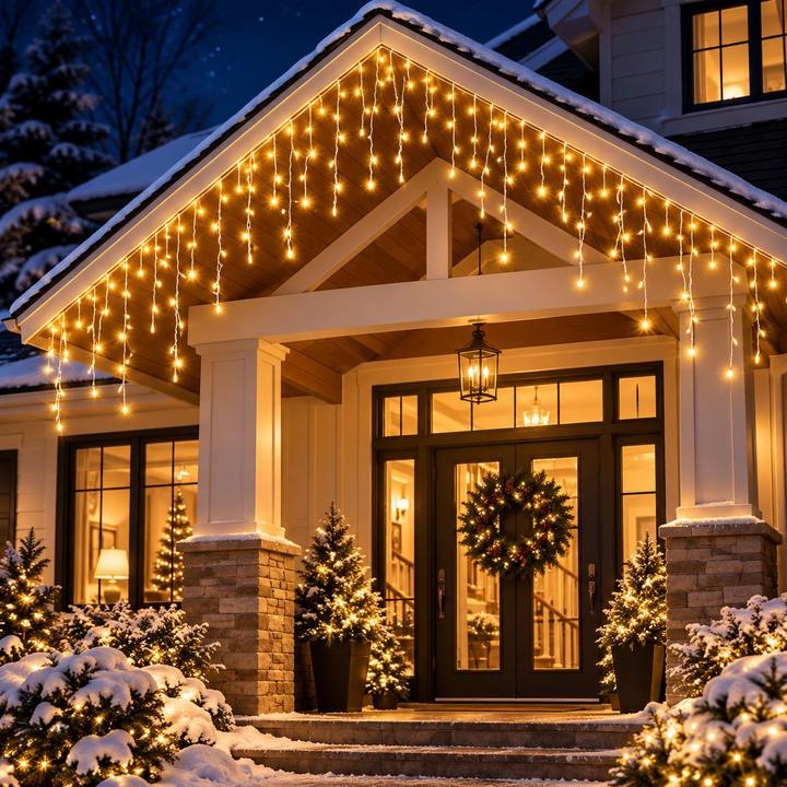 Icicle String LED Lights Warm White Outdoor Christmas Lights