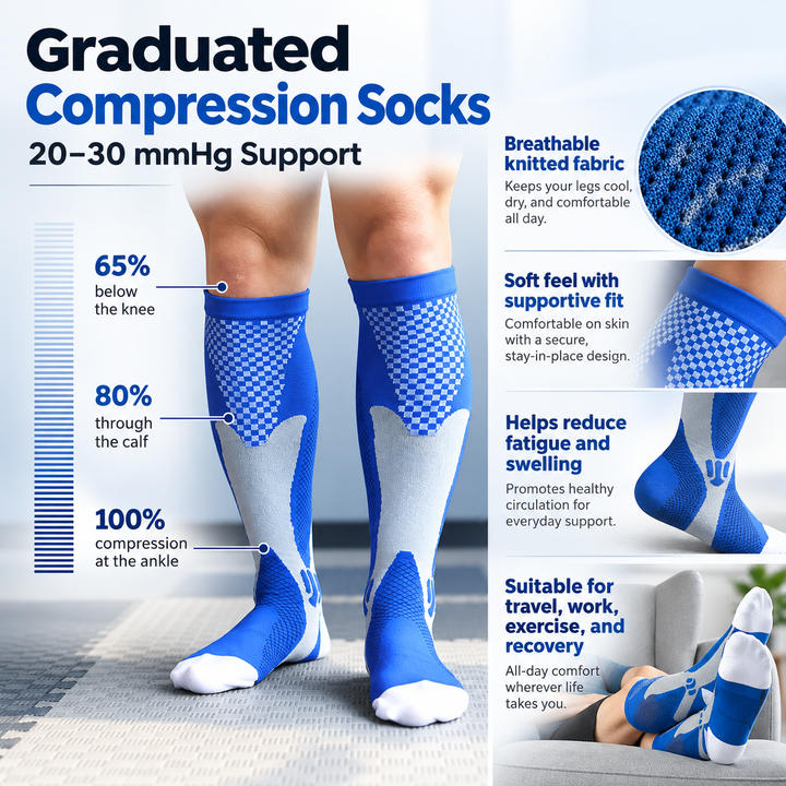 Wide Calf Compression Socks Plus Size XXL 20 30 mmHg Men Women