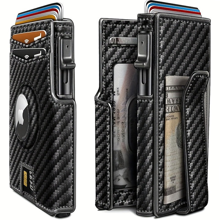 Metal RFID Wallet with Automatic Pop-Up and Airtag Slot