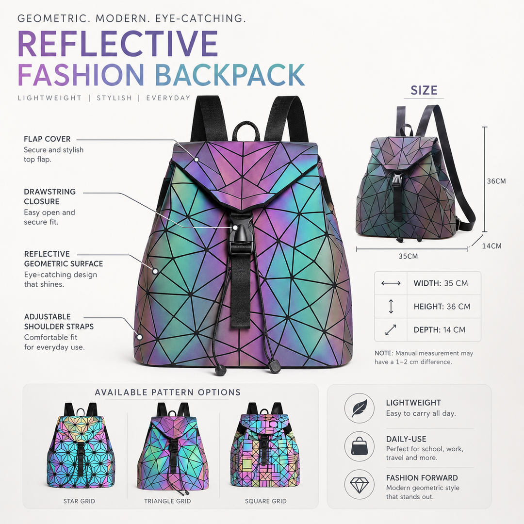 Luminous Sequin School Backpack Drawstring Triangle Reflective Women Student Fashion