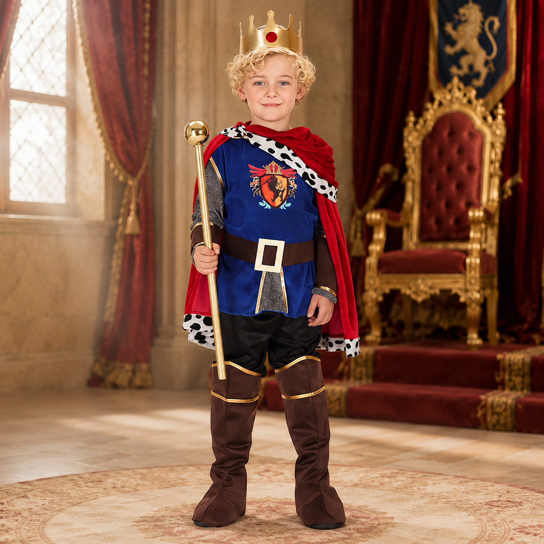 Kids King Costume Set with Crown and Cape Halloween
