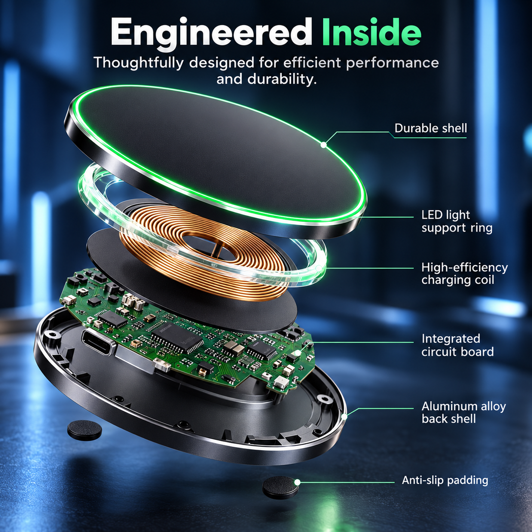 15W Wireless Charging Pad Fast Charger Base for iPhone and Android