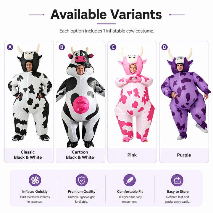Inflatable Cow Ride-On Costume Adults Halloween Funny
