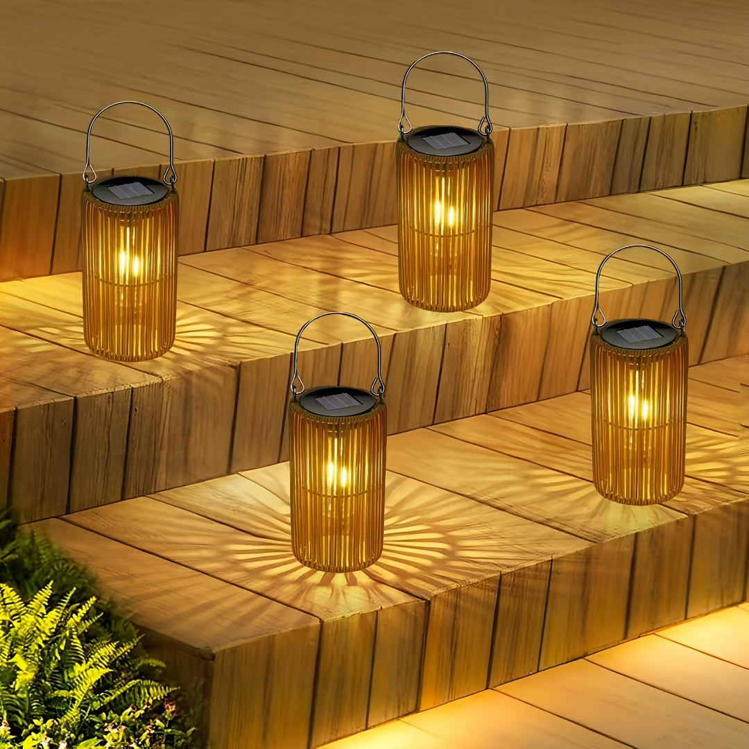 Solar Hanging Lanterns Set Outdoor Waterproof IP65 with Automatic Switch