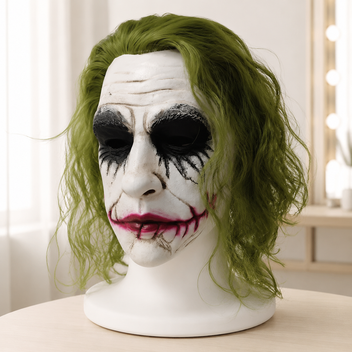 Joker Green Hair Clown Latex Mask Halloween Horror Adult
