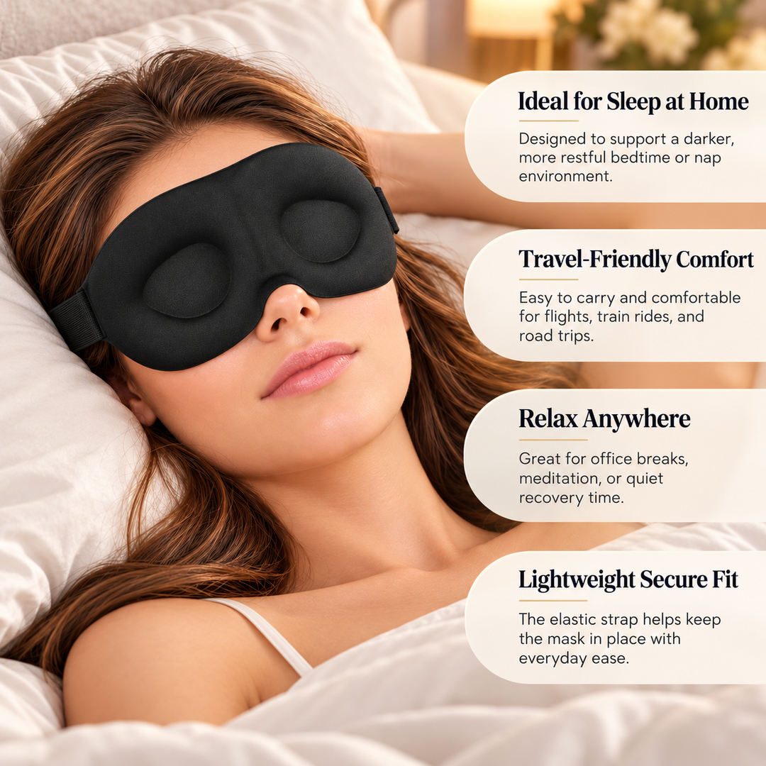 Contoured Sleep Eye Mask Blackout 3D Comfort Blindfold Travel