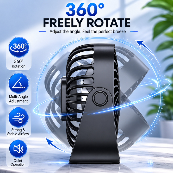 4 Inch USB Mini Portable Desk Fan 3 Speed Adjustable Personal Fan