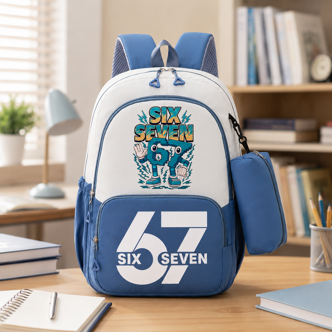 Six Seven 67 Unisex 2-Piece School Backpack Set with Pencil Case
