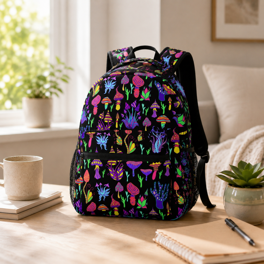 Trippy Mushroom Unisex Casual School Backpack