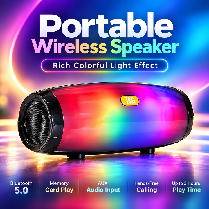 Bluetooth LED Speaker Wireless Portable RGB Light Bass Home Party