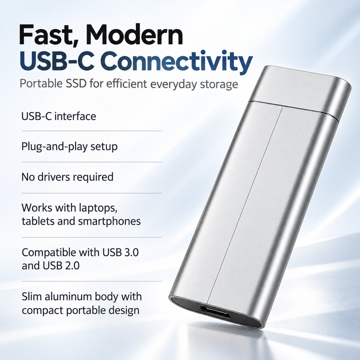 External SSD Portable USB-C Solid State Drive 1TB to 16TB
