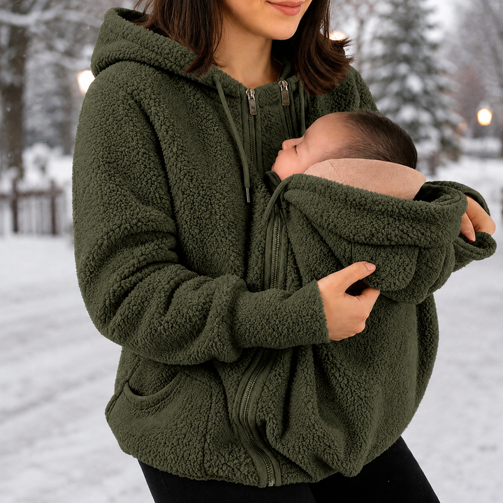 Womens Sherpa Fleece Babywearing Zip Hoodie Maternity Jacket