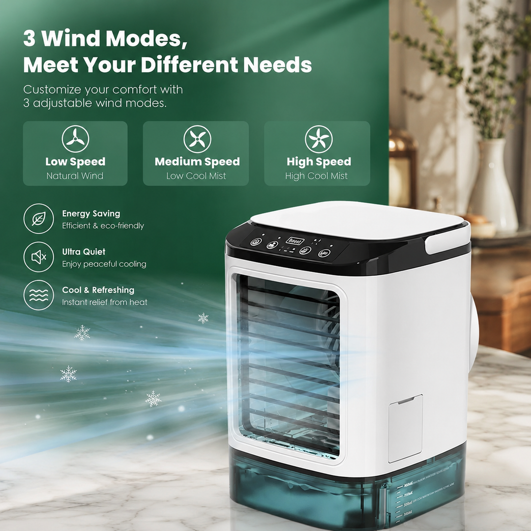 Portable Mini Air Conditioner with 900ML Water Tank and 3-Speed Humidifier
