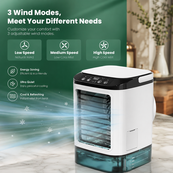 Portable Mini Air Conditioner with 900ML Water Tank and 3-Speed Humidifier
