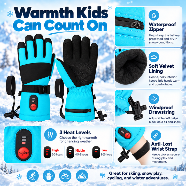 Rechargeable Heated Winter Mittens Waterproof Hand Warmer Gloves