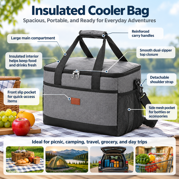 33L Waterproof Cooler Bag Insulated Large for Picnics Beach