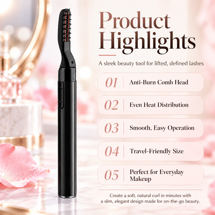 Heated Eyelash Curler Electric Long Lasting Natural Lash Curl Tool