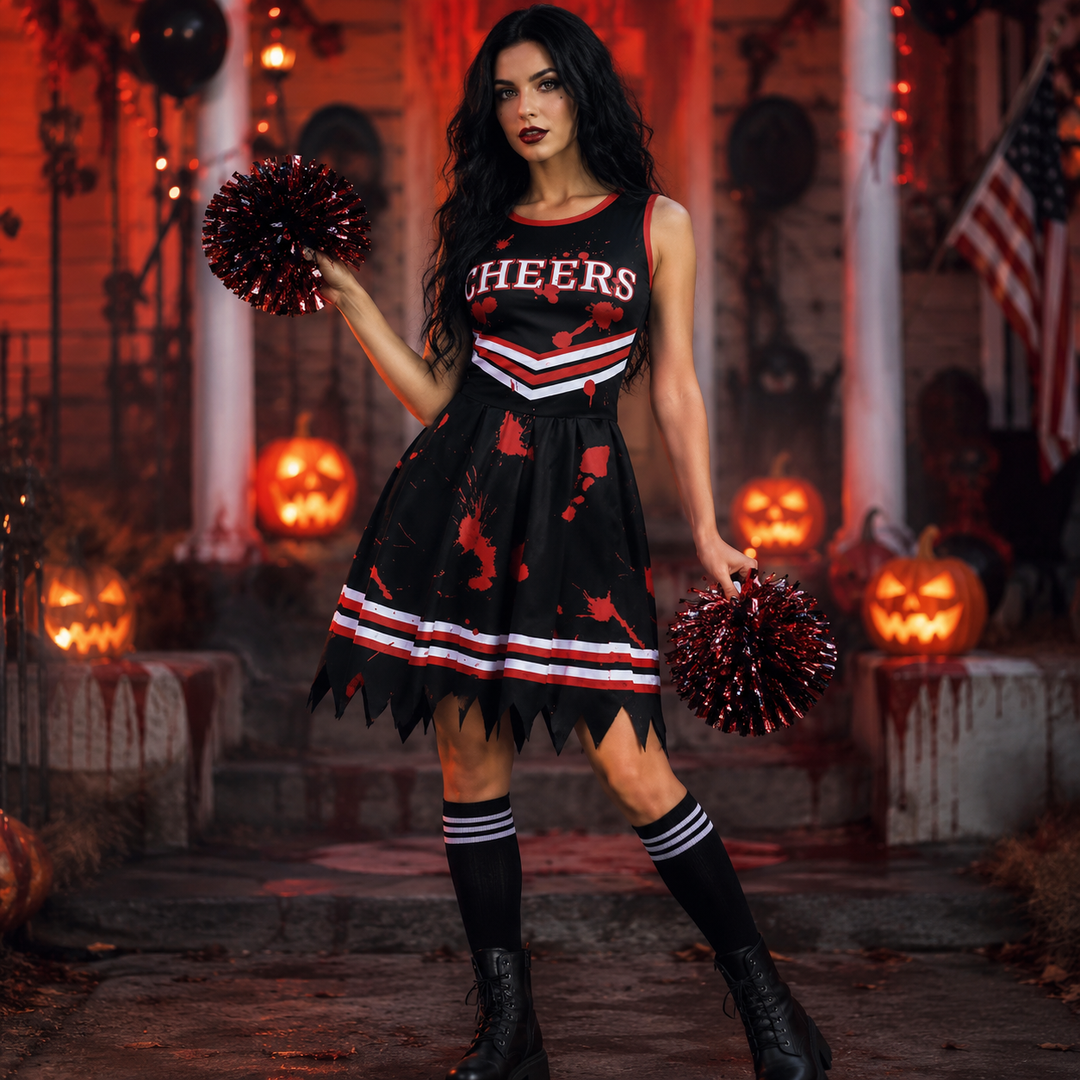 Kids Zombie Cheerleader Costume Halloween Performance Set