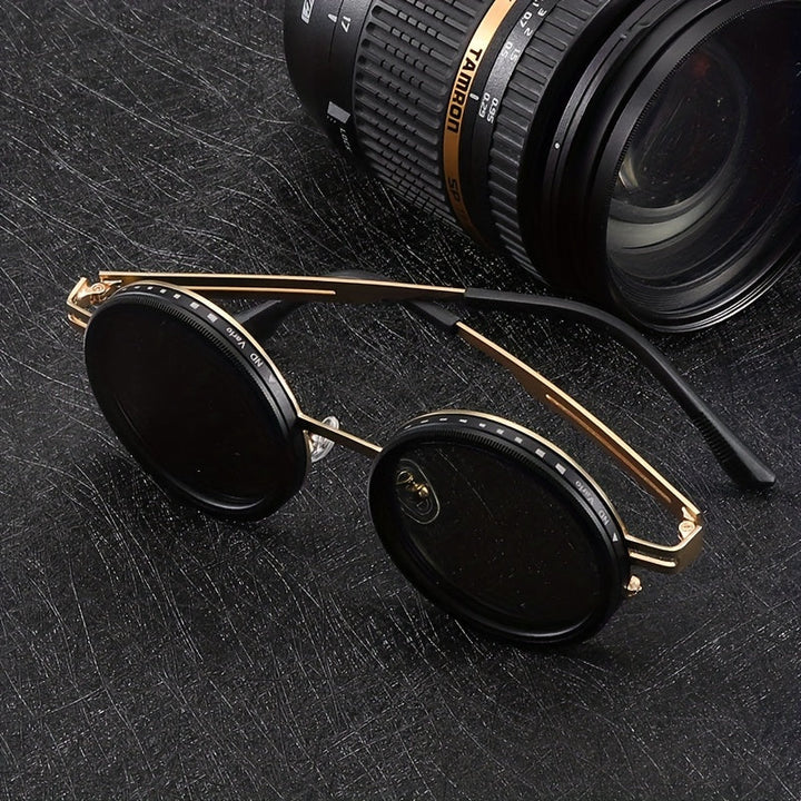 Circular Glasses with Self-Adjusting Color Changing Lenses