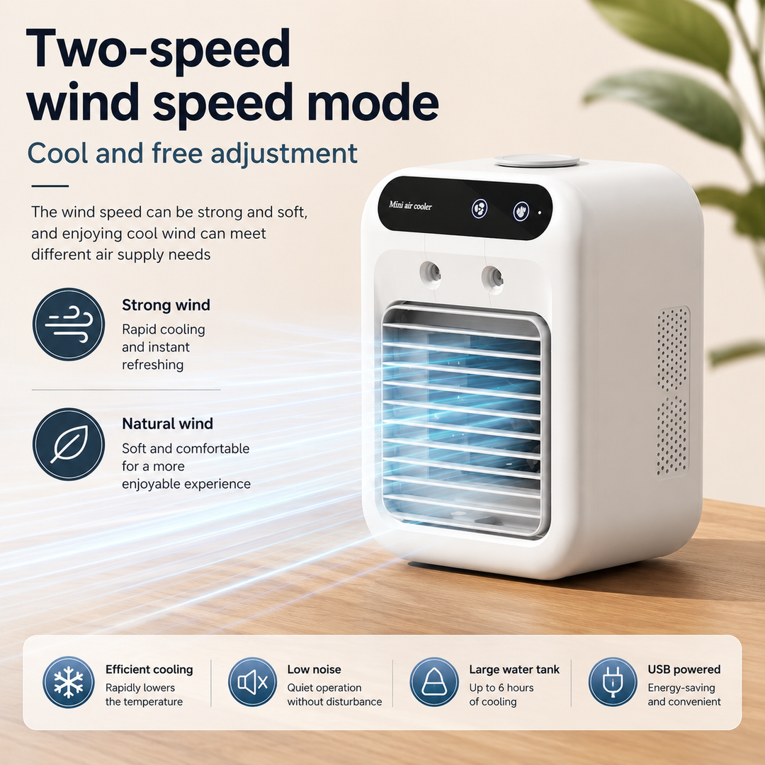 Mini USB Portable Air Conditioner Fan Humidifier Tabletop Desktop