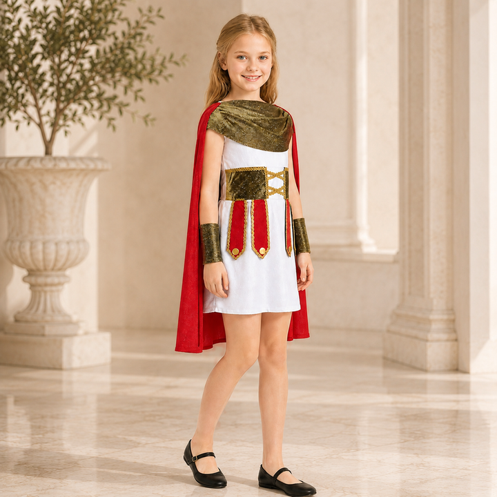 Girls Roman Warrior Costume with Cape Halloween