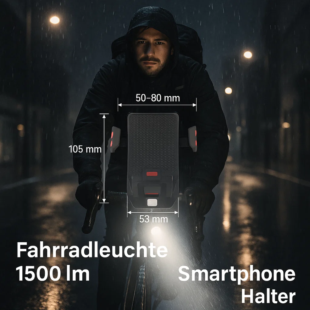 Bicycle Front LED Light Power Bank 1500 Lumens 4-in-1 Bike Light