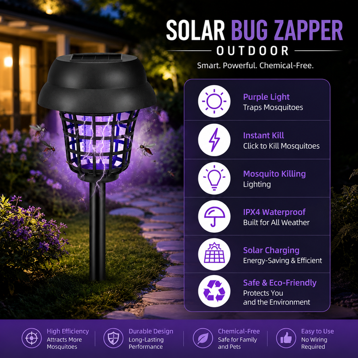 Solar Bug Zapper Outdoor Mosquito Killer LED Lighting