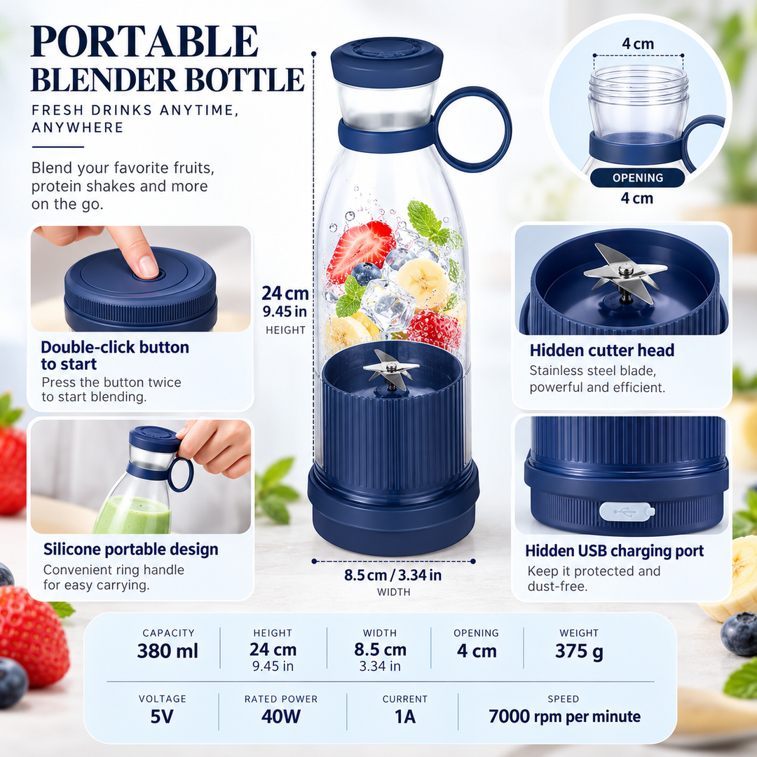 Portable Juice Blender USB Rechargeable Personal Smoothie Maker Bottle