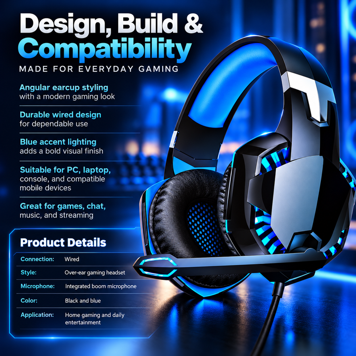 Gaming Headphones Over Ear Stereo Headset Mic for PC PS Xbox