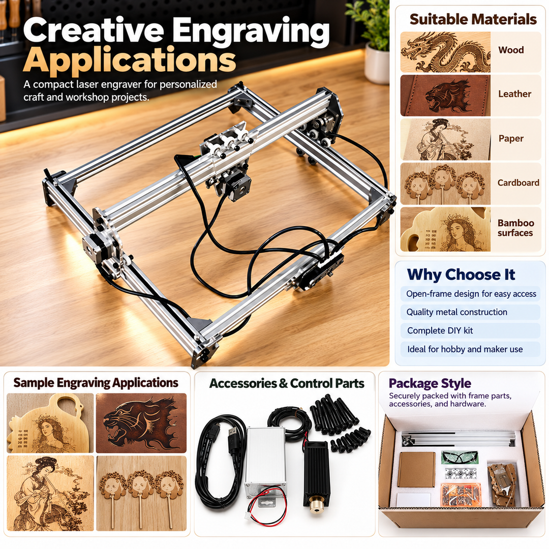 Laser Engraving Machine 3000mW Blue CNC Wood Engraver Cutter