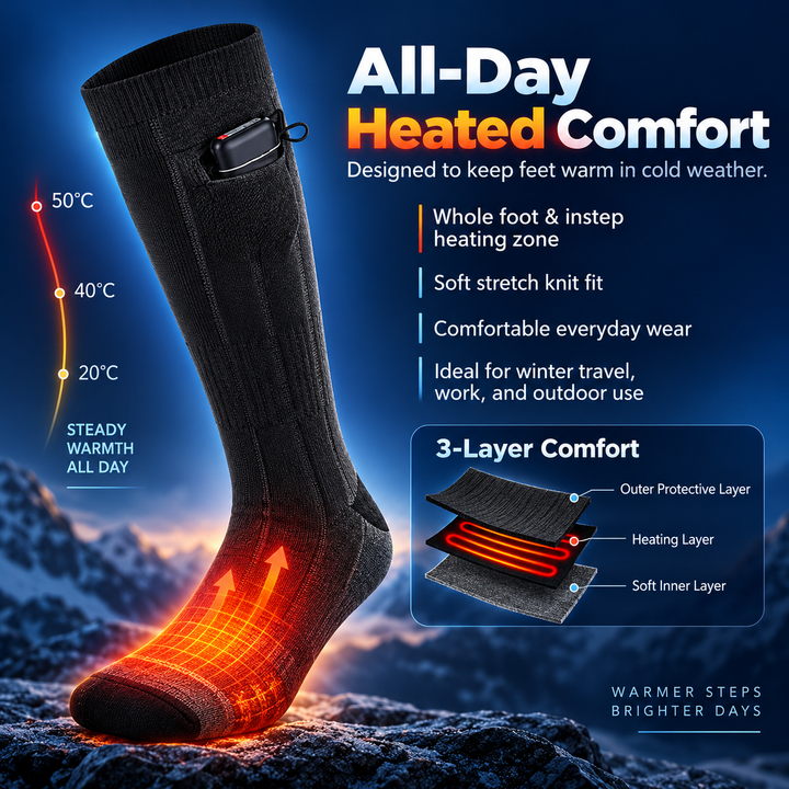 Heated Socks Rechargeable Electric Warm Socks for Men Women Ski