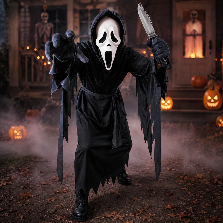 Ghostface Costume Robe with Mask and Dagger Halloween Scream