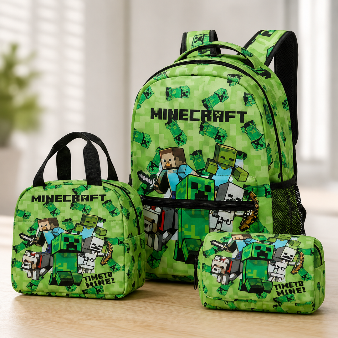 Minecraft Boys 3-Piece School Backpack Set with Lunch Bag &amp; Pencil Case
