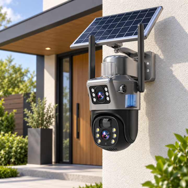 Wireless 4K Security Camera Solar Dual Lens 10x Zoom